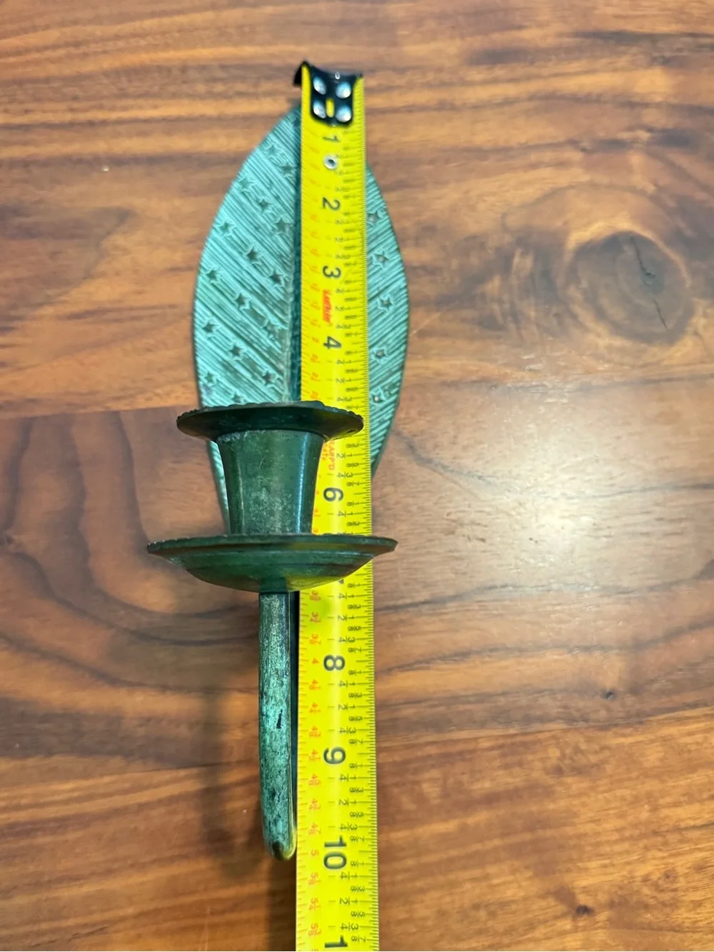 Vintage Brass Green Leaf Wall Sconce Candle Holder | Home Wall Decor